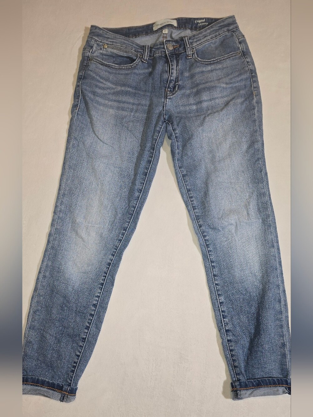 Henry Belle Cropped Skinny Jeans Size 27 Blue Wash Mid Rise Stretch Denim